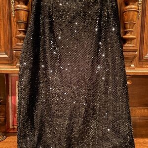 Nine West Black Sequin A-Line Skirt